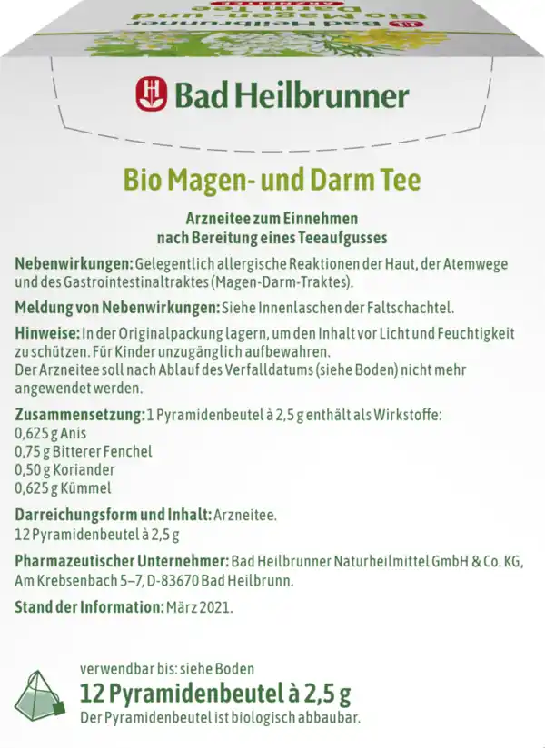 Bild 4 von Bad Heilbrunner Bio Magen- und Darm Tee, 24 g