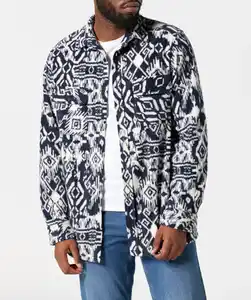 Fleecehemd mit Kragen, dunkelblau gemustert