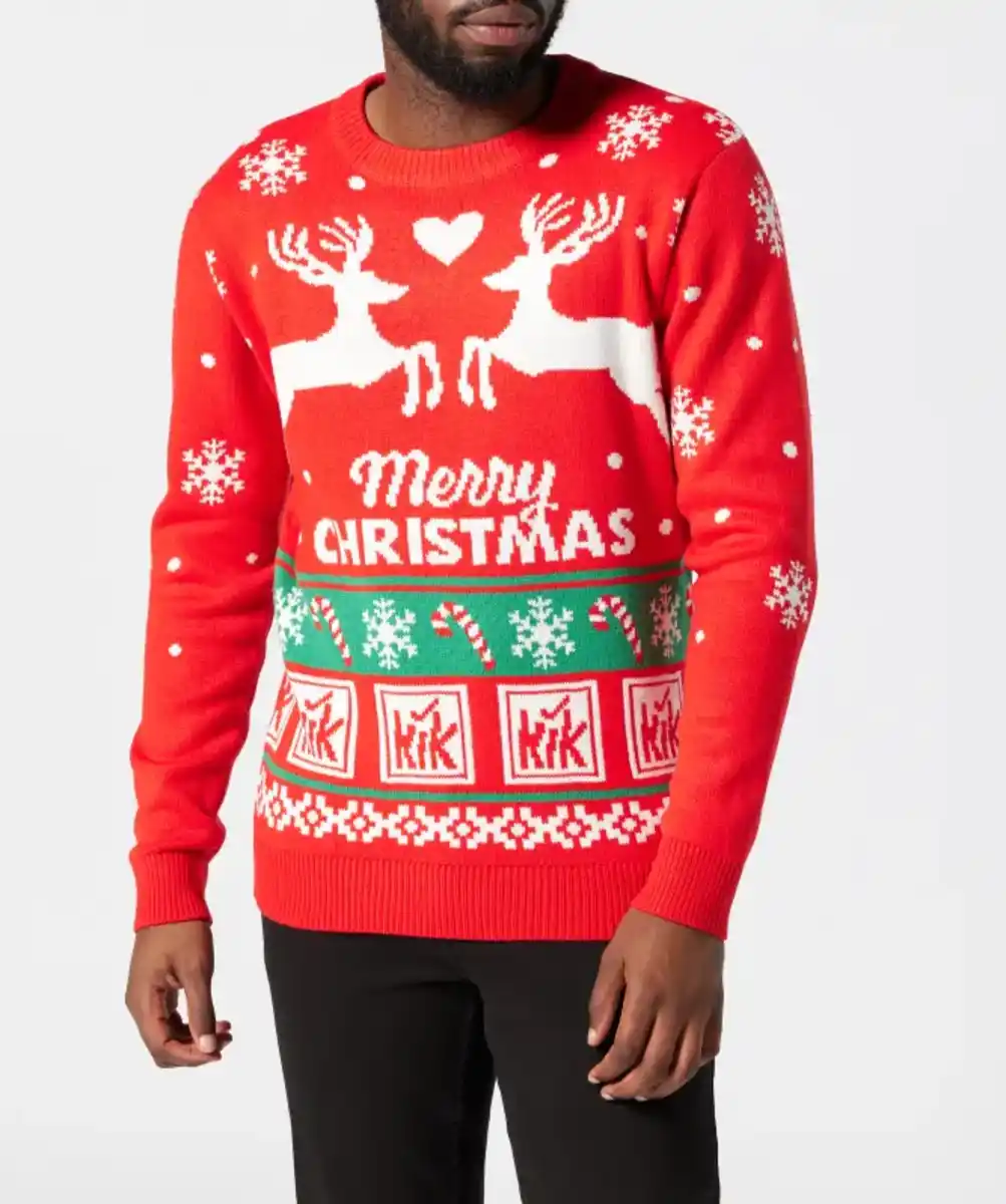 Bild 1 von KiK Weihnachtspullover, rot gemustert