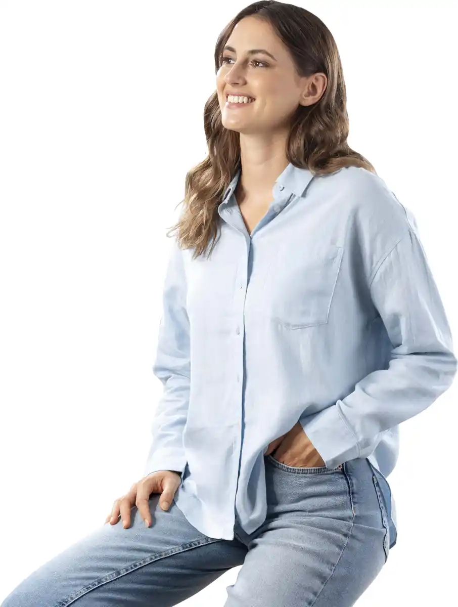 Bild 4 von IDEENWELT Bluse mit Leinen hellblau Gr. M