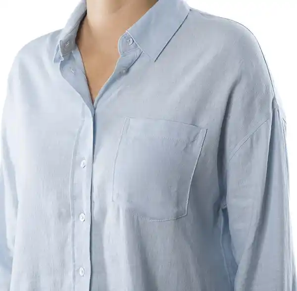 Bild 3 von IDEENWELT Bluse mit Leinen hellblau Gr. L