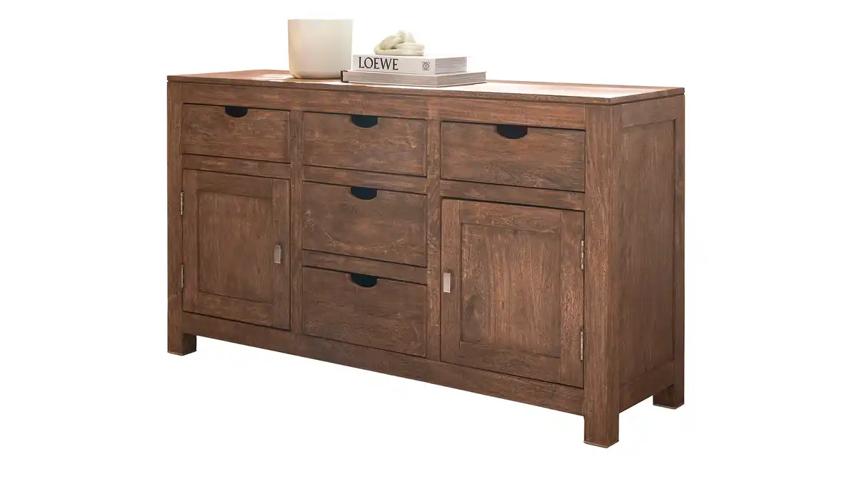 Bild 1 von Sideboard mit 5 Schubladen Mango massiv gebeizt 140 cm - NATURE