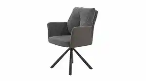 Armlehnstuhl grau Webstoff Microfaser Taschenfederkern - SHELBY