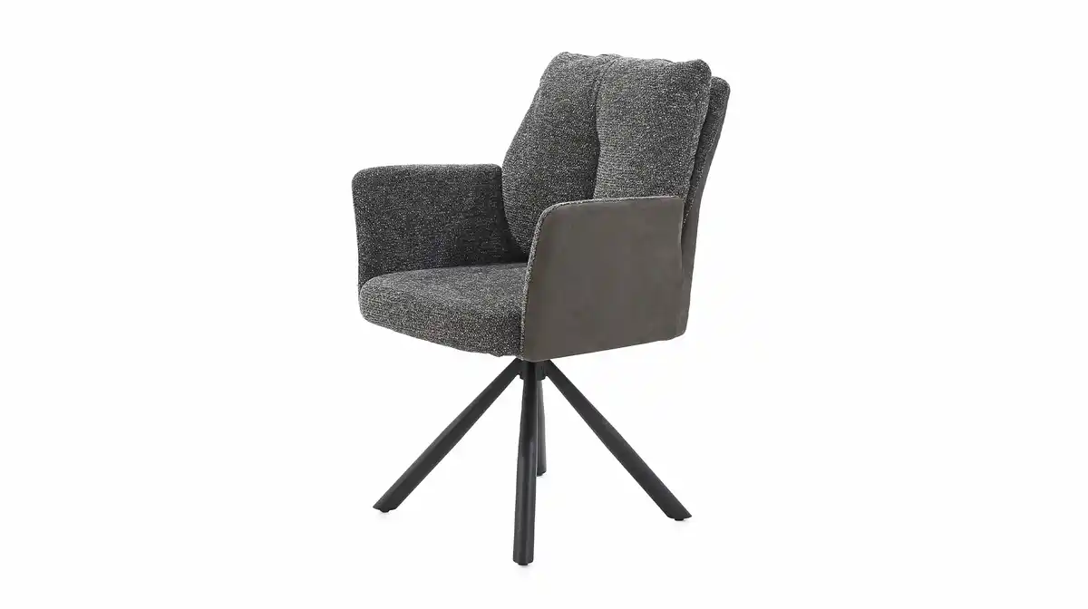 Bild 1 von Armlehnstuhl grau Webstoff Microfaser Taschenfederkern - SHELBY