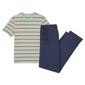 UP2FASHION MEN Herren Pyjama, Gestreift/Marineblau, M