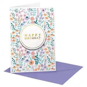 HOME CREATION Effekt Grußkarten, Happy Birthday Blumen