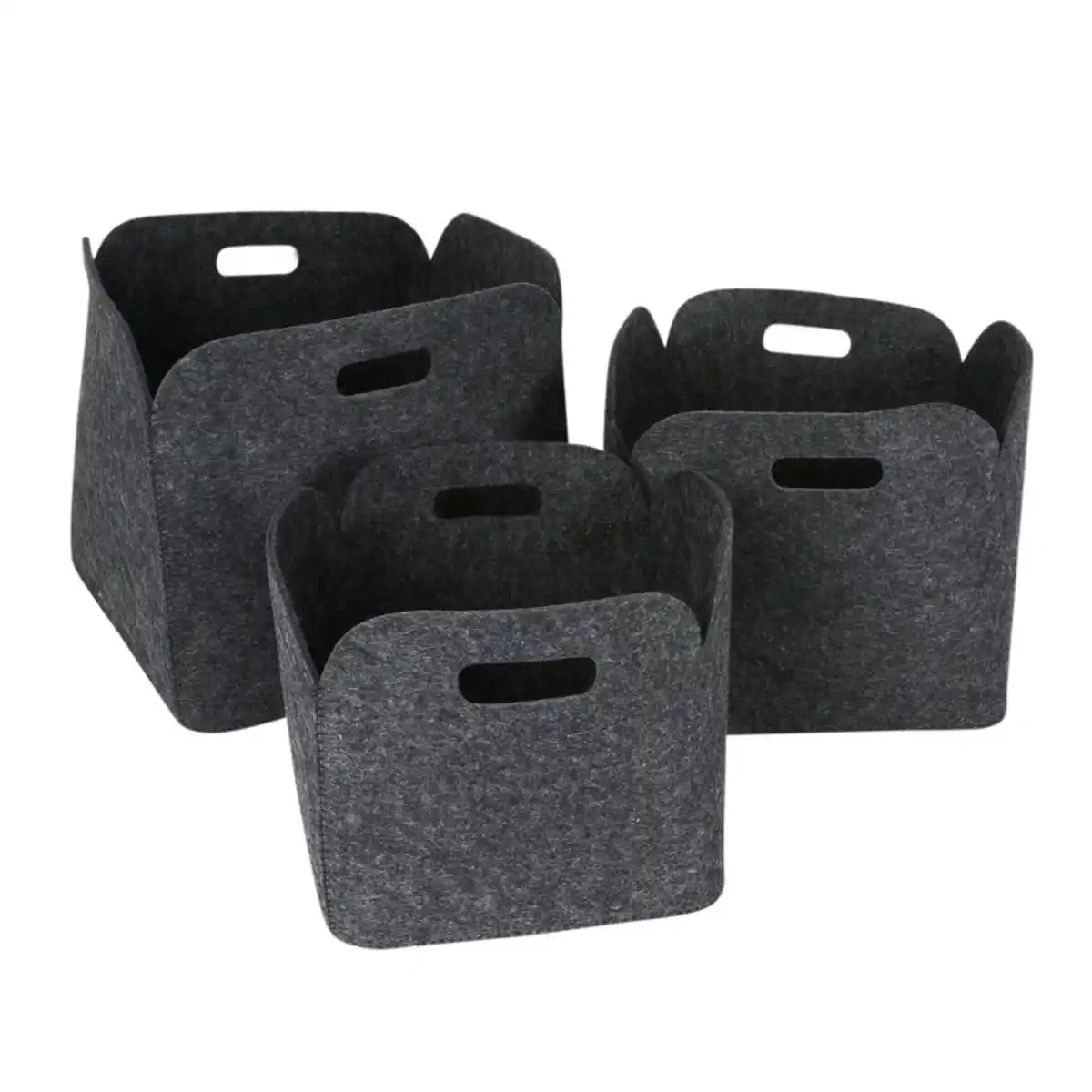 Bild 1 von Filzkörbe mit Tragegriffen 3er-Set Anthrazit
