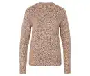 Bild 1 von Strickpullover mit Stehkragen, beige meliert mit hellbraunem Leo-Alloverprint