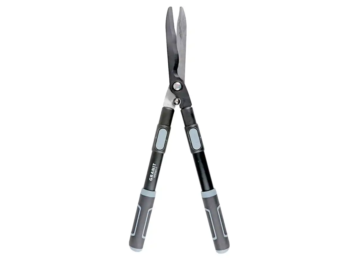 Bild 1 von Granit Teleskop-Heckenschere Klingen mit Wellenschliff aus Carbonstahl