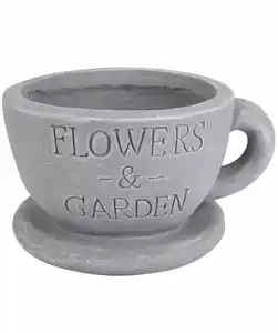 Pflanztopf Tasse, grau