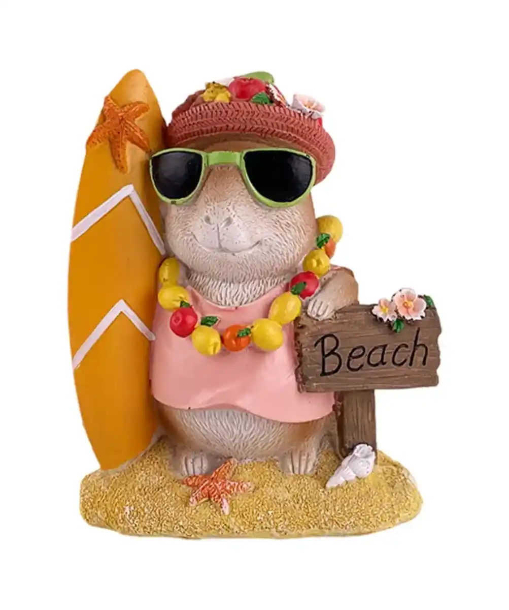 Bild 1 von Gartenfigur Capybara am Strand, bunt