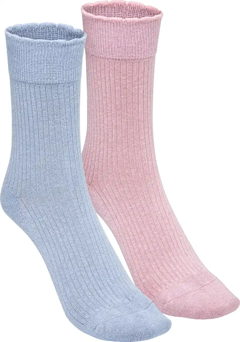 Bild 1 von IDEENWELT 2er Set Glitzersocken hellblau/rosa Gr. 39/42