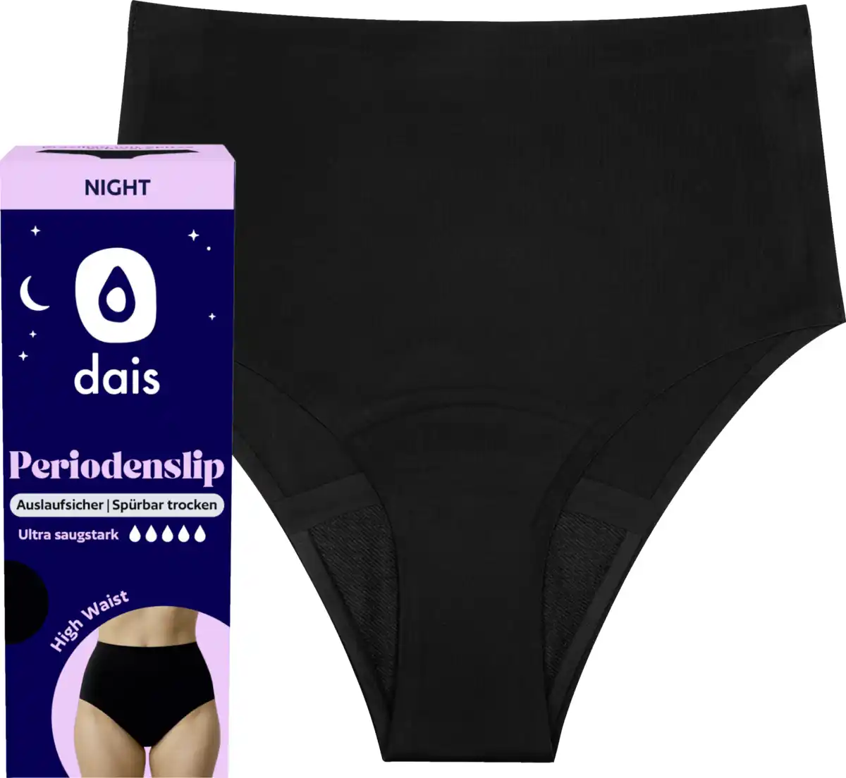 Bild 1 von dais Periodenunterwäsche Night High Waist Overnight Gr. L schwarz, 60 g