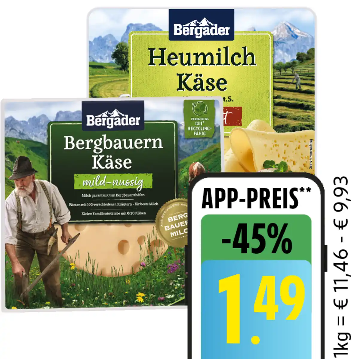 Bild 1 von Bergader Bergbauern Käse, Heumilchkäse oder Bergkäse