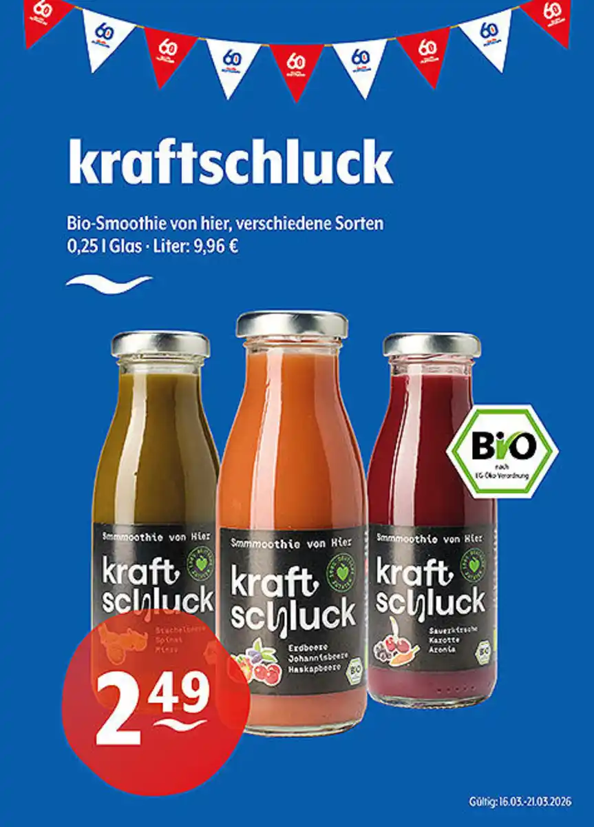 Bild 1 von kraftschluck Bio-Smoothie von hier verschiedene Sorten