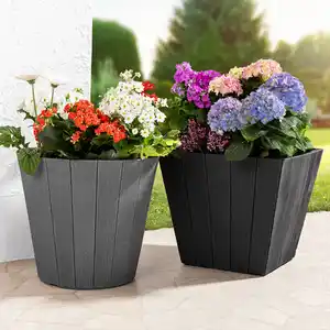 Powertec Garden Holzoptik-Pflanzkübel "Wood"