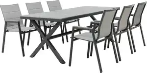 Primaster Garten-Essgruppe Milos 6 Personen Aluminium dunkelgrau/anthrazit