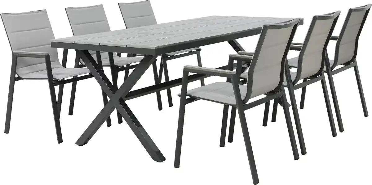 Bild 1 von Primaster Garten-Essgruppe Milos 6 Personen Aluminium dunkelgrau/anthrazit