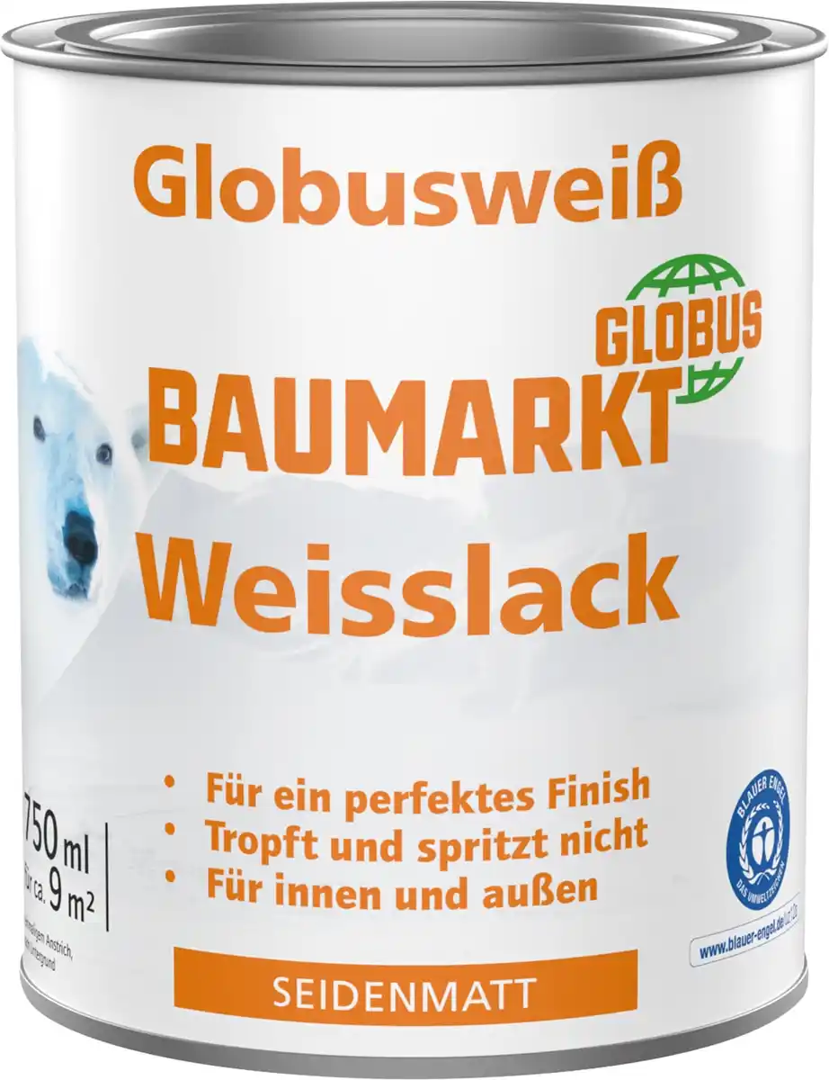 Bild 1 von Globusweiß Weißlack weiß seidenmatt 750 ml