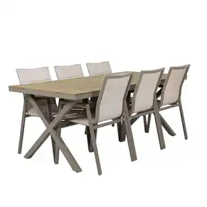 Primaster Garten-Essgruppe Milos 6 Personen Aluminium taupe/creme