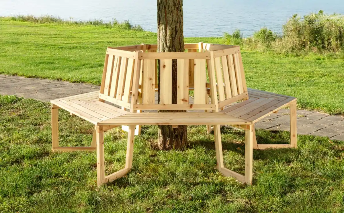 Bild 2 von Baumbank 6-Eckig & 360°, ca. 205 x 178 x 90 cm aus Tannenholz