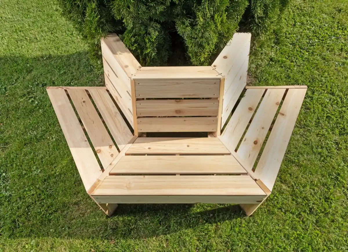 Bild 4 von Baumbank 4-Eckig & 180°, ca. 74 x 167 x 75 cm aus Tannenholz