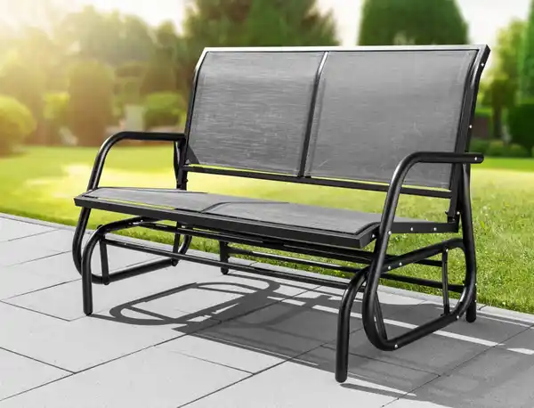 Bild 2 von 2-Sitzer Garten Schaukelbank, ca. 120 x 70 x 83 cm - Schwarz