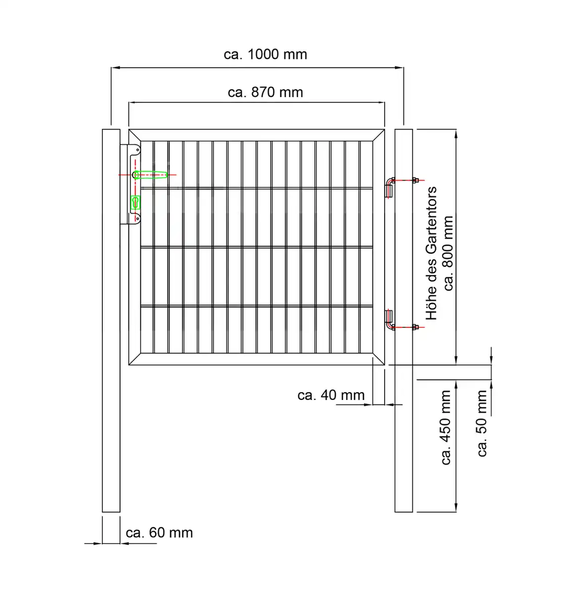 Bild 2 von Doppelstabmatten Gartentor ca. 100 x 80 cm - Anthrazit