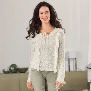 Damen-Langarmshirt mit Rüschen