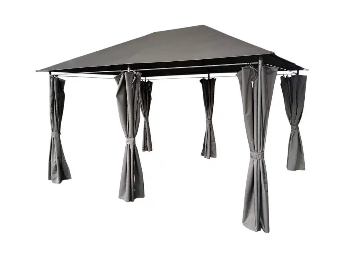 Bild 2 von Pavillon mit Netzseiten und stabilem Metallrahmen, ca. 300 x 400 x 275 cm – Grau