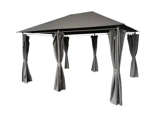 Bild 2 von Pavillon mit Netzseiten und stabilem Metallrahmen, ca. 300 x 400 x 275 cm – Grau