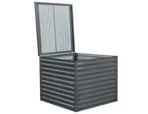 Komposter aus Stahl mit Deckel, ca. 98 x 98 x 85 cm - Grau