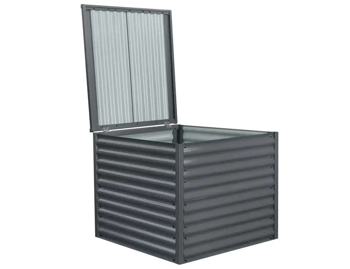 Bild 1 von Komposter aus Stahl mit Deckel, ca. 98 x 98 x 85 cm - Grau