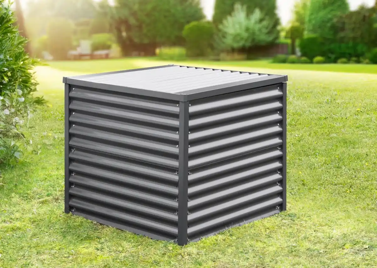 Bild 3 von Komposter aus Stahl mit Deckel, ca. 98 x 98 x 85 cm - Grau