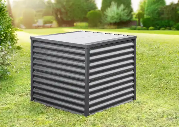 Bild 3 von Komposter aus Stahl mit Deckel, ca. 98 x 98 x 85 cm - Grau