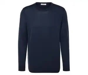Merino-Pullover, dunkelblau meliert