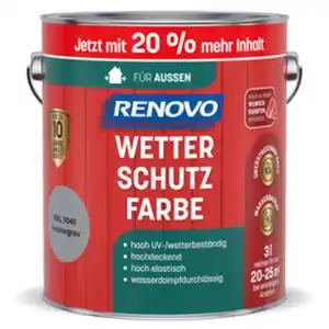RENOVO Farbe, Wetterschutzfarbe, 3 L, fenstergrau