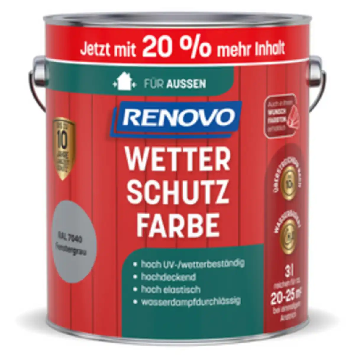 Bild 1 von RENOVO Farbe, Wetterschutzfarbe, 3 L, fenstergrau