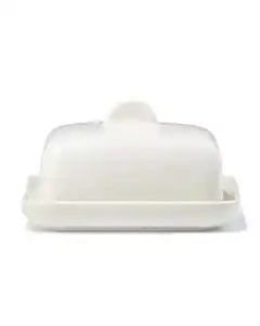 Butterdose 14 × 15 × 9 cm, Steingut, gesprenkelt, grün