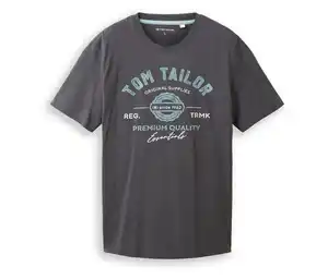 Tom Tailor T-Shirt mit Logo, Tarmac Grey