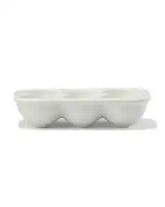 Eierbehälter für 6 Eier, Steingut, gesprenkelt, grün