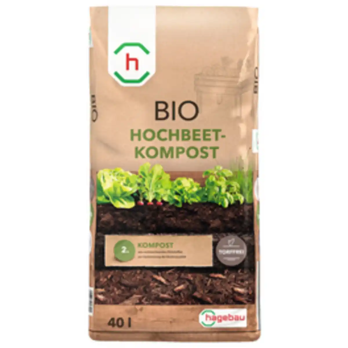 Bild 1 von h-Marke Hochbeet-Kompost, Bio, 40 Liter, torffrei, vegan