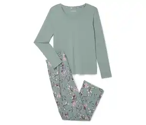 Pyjama-Set, jade mit floralem Alloverprint