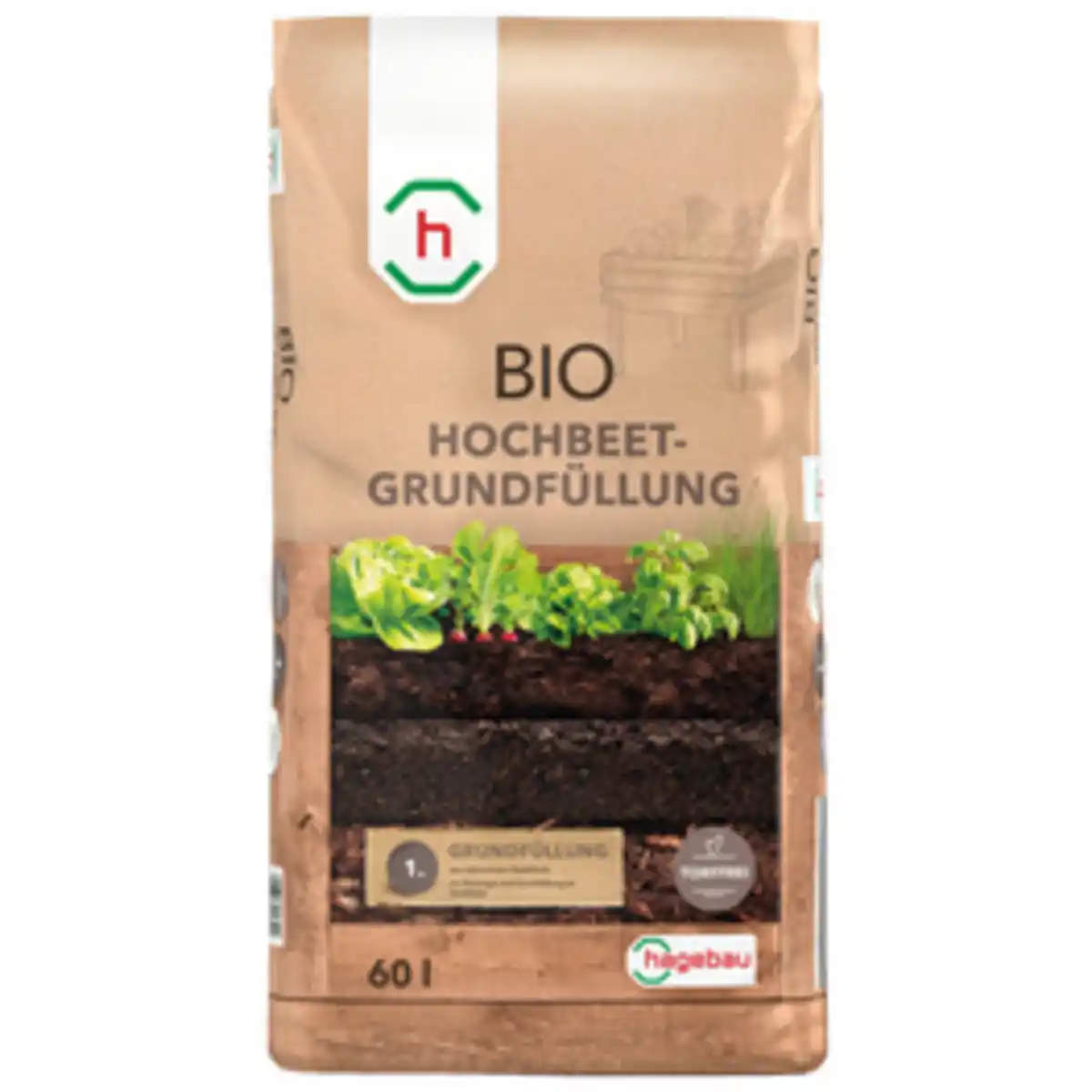 Bild 1 von h-Marke Hochbeet-Grundfüllung, Bio, 60 Liter, torffrei, vegan