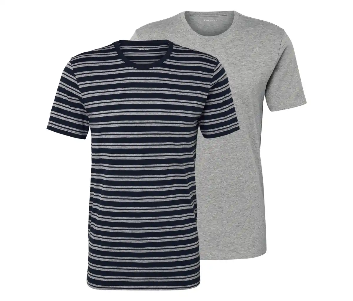 Bild 1 von 2 T-Shirts, hellgrau meliert, navy-hellgrau meliert gestreift