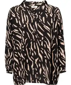 Gemusterte Bluse, schwarz/beige