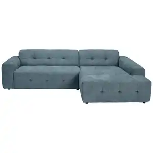 Carryhome Ecksofa, Petrol, Textil, 3-Sitzer, Ottomane rechts, L-Form, 292x189 cm, seitenverkehrt erhältlich, Rücken echt, Wohnzimmer, Sofas & Couches, Wohnlandschaften, Ecksofas