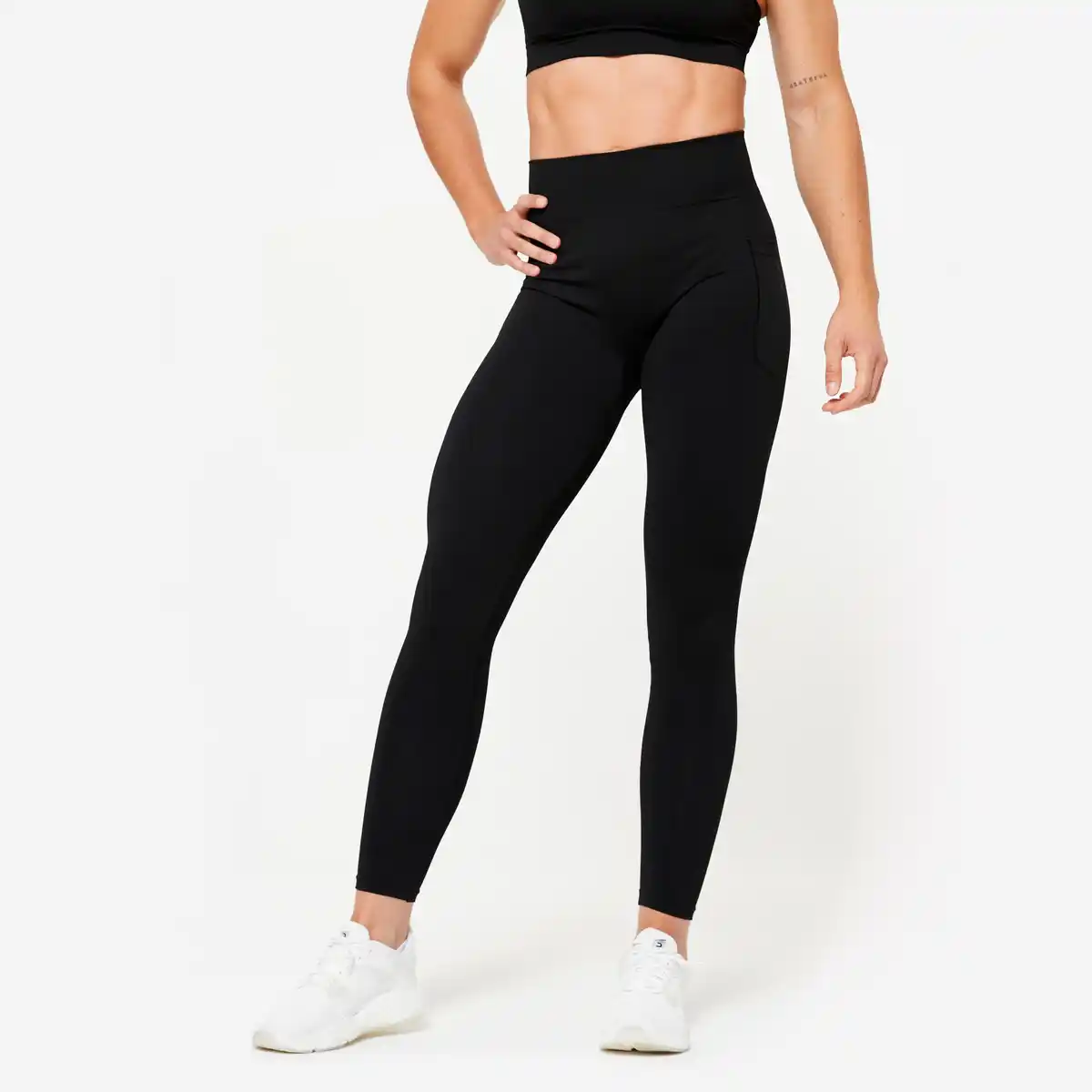 Bild 1 von DOMYOS Leggings Damen nahtlos hohe Taille Push-up-Effekt - schwarz