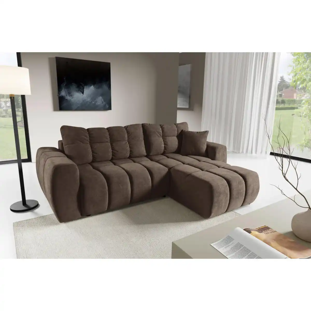 Bild 1 von Livetastic Ecksofa Ferano, Braun, Textil, 3-Sitzer, nicht einzeln stellbar, Eckteil, L-Form, 253x172 cm, Made in EU, Wohnzimmer, Sofas & Couches, Wohnlandschaften, Ecksofas