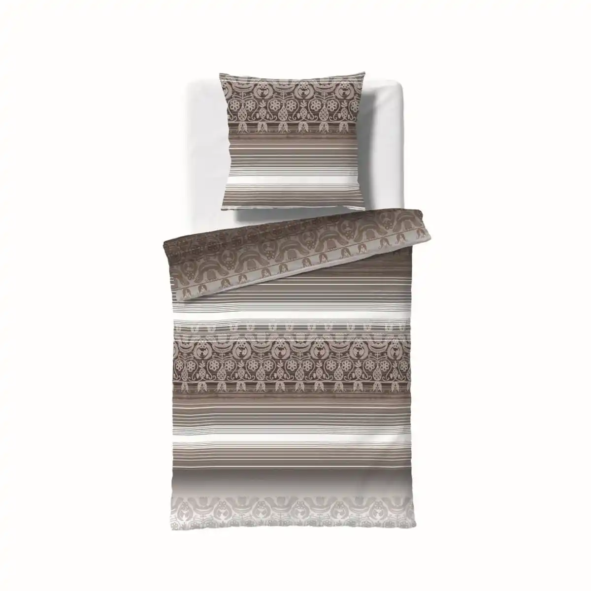 Bild 1 von Fleuresse Bettwäsche Aspen, Braun, Textil, Streifen, 135x200 cm, pflegeleicht, angenehm wärmend, bügelleicht, schadstoffgeprüft, weiche und anschmiegsame Oberfläche, Schlaftextilien, Bettwäsche